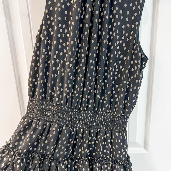 MSK Black Tiered Halter Dress Gold Polka Dots Size Medium - Picture 4 of 9
